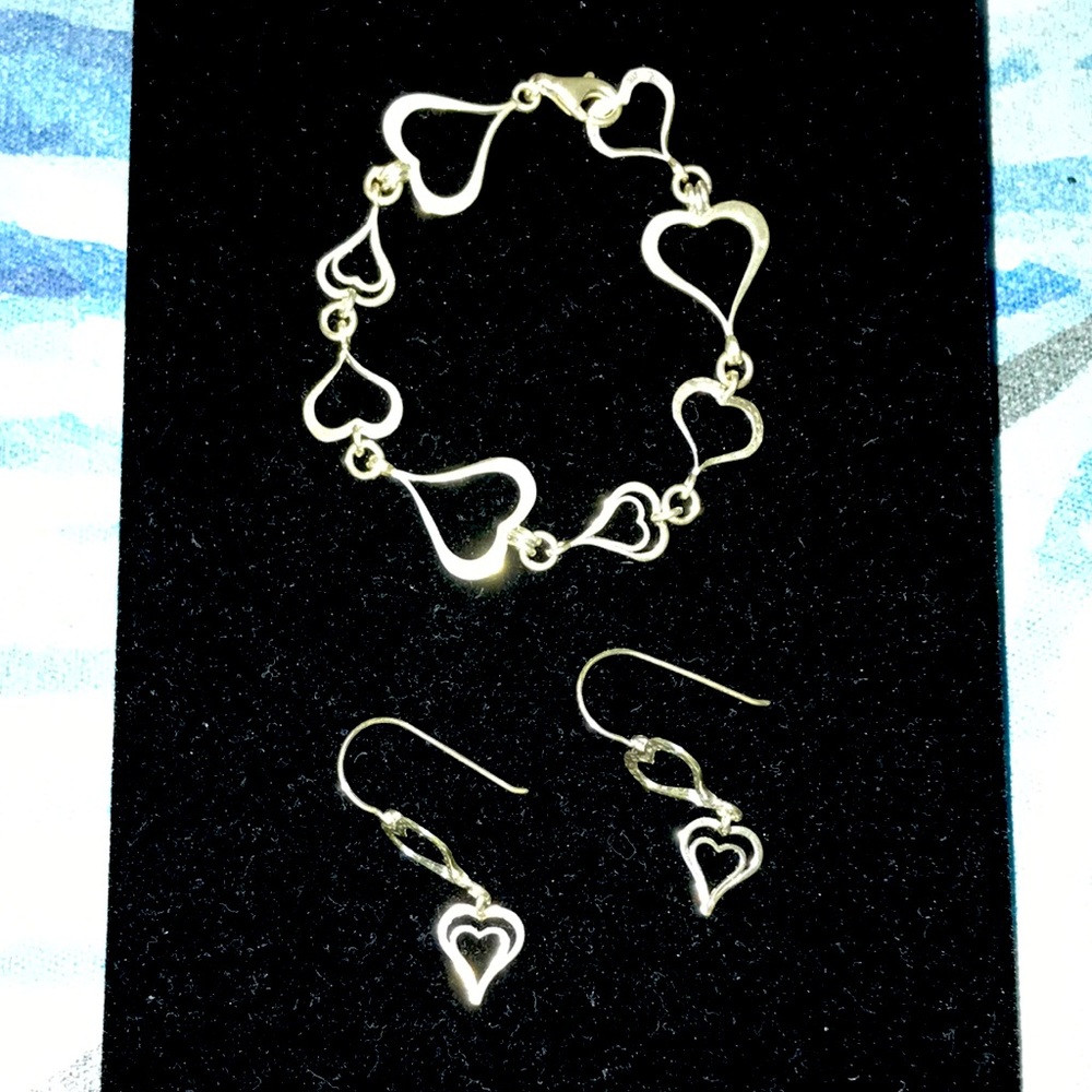 SILPADA Heart Bracelet and Heart Earrings Set.